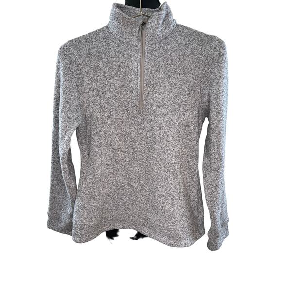 Land's End Gray Fleece 1/4 Zip Mock Neck Long Sleeve Sweater Youth M (10-12) - Picture 1 of 5